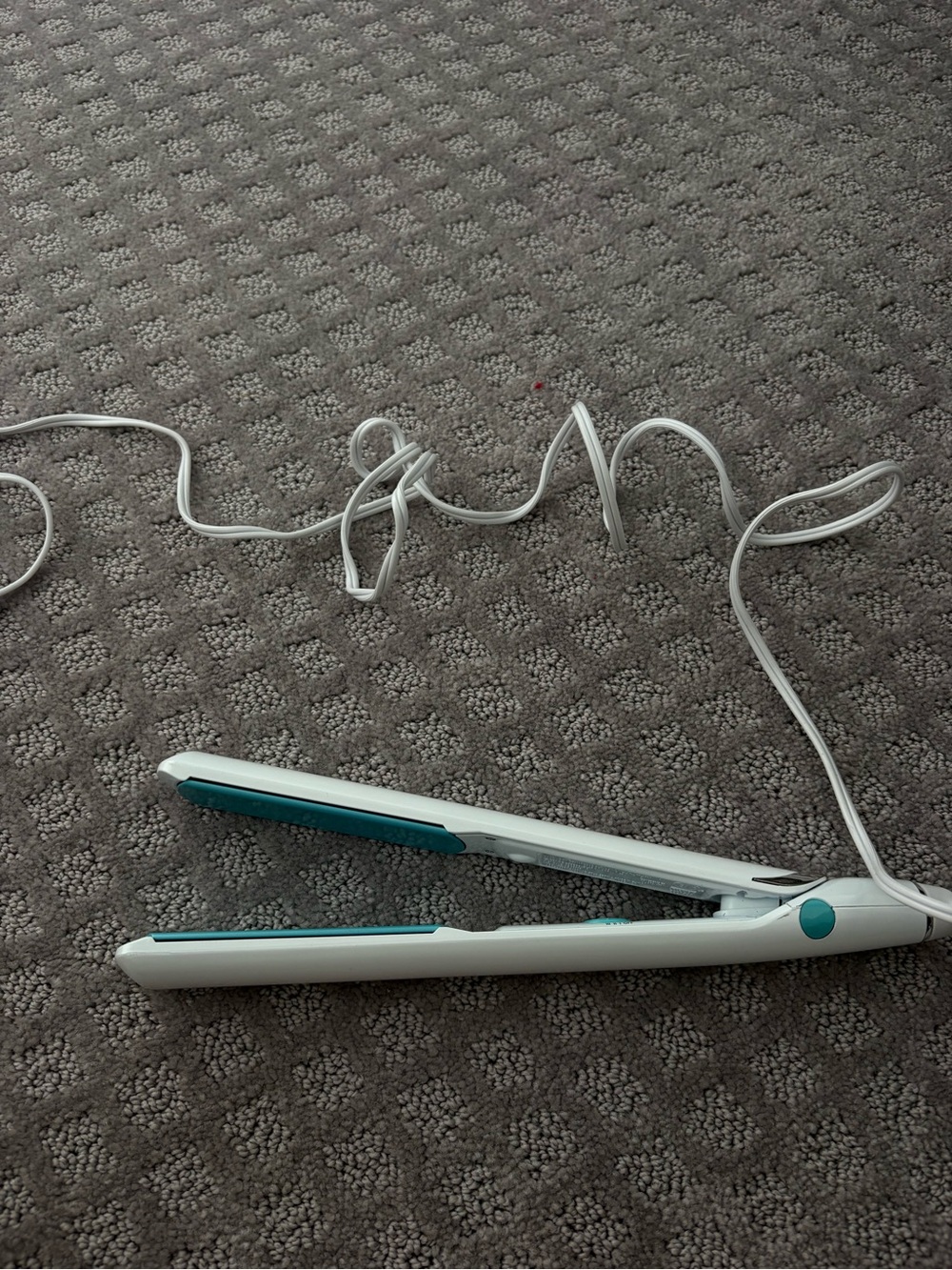 White and Teal Hair Straightener